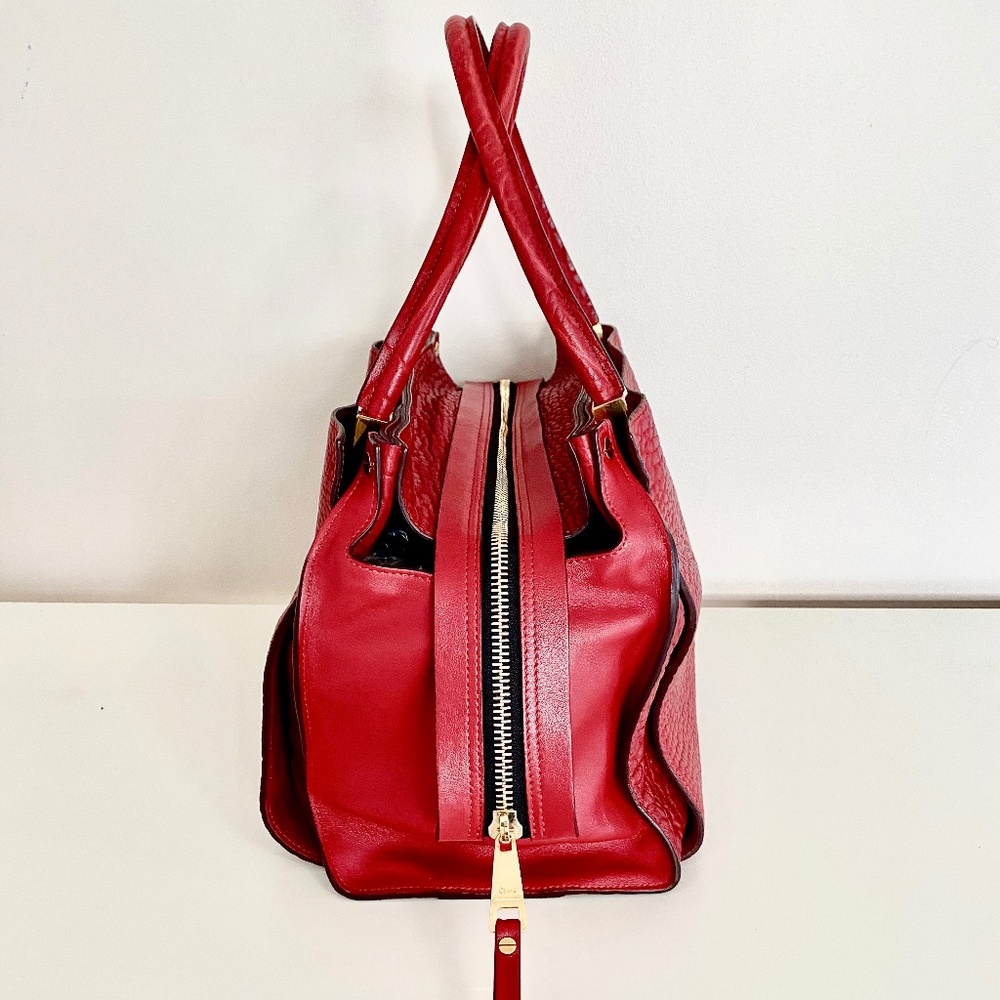 Chloe Dree RED Pebbled Leather Satchel Handbag
